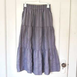 Universal Thread Tiered Midi A-Line Skirt w/ Embroidery